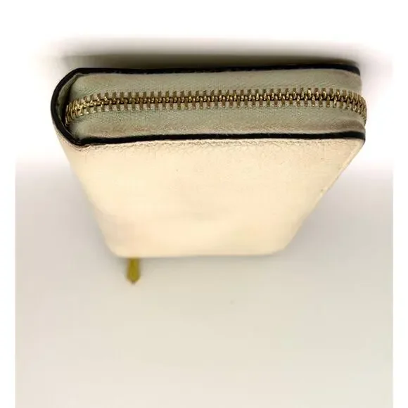 Gucci GG Two Tone Hardware Cream Leather Zip Around Wallet
